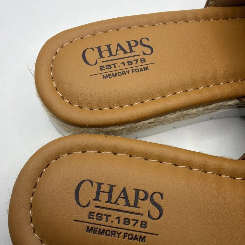 Chaps Womens Sandals Tan Memory Foam Durable Flexible Backless Slide Size 8